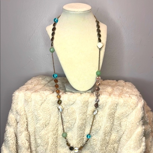 PARK LANE vintage  Ocean Treasures bead necklace 36" Mother of Pearl Amazonite - Picture 2 of 7